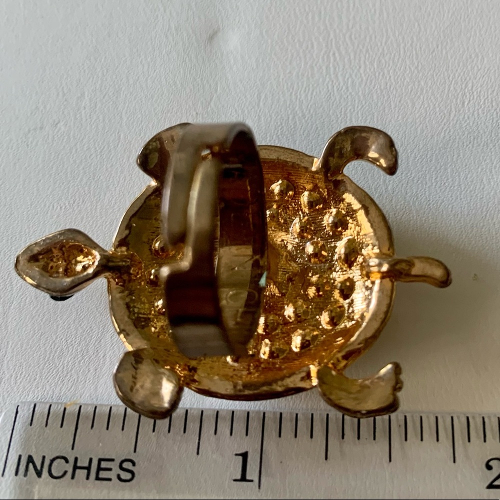 Turtle Ring Blue Crystal Adjustable - image 8